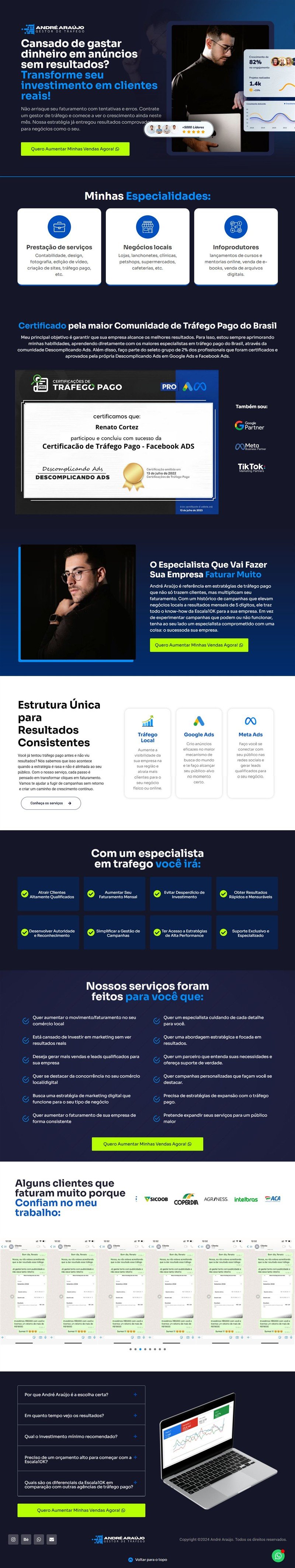 Prévia completa do template Gestor de Tráfego