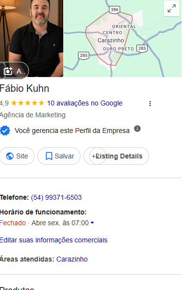 Perfil de Fábio Kuhn no Google Maps